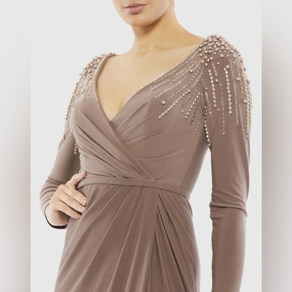 Mac Duggal 55715 NWT FAUX WRAP JERSEY GOWN W/ EMBELLISHED ACCENTS - Picture 3 of 8